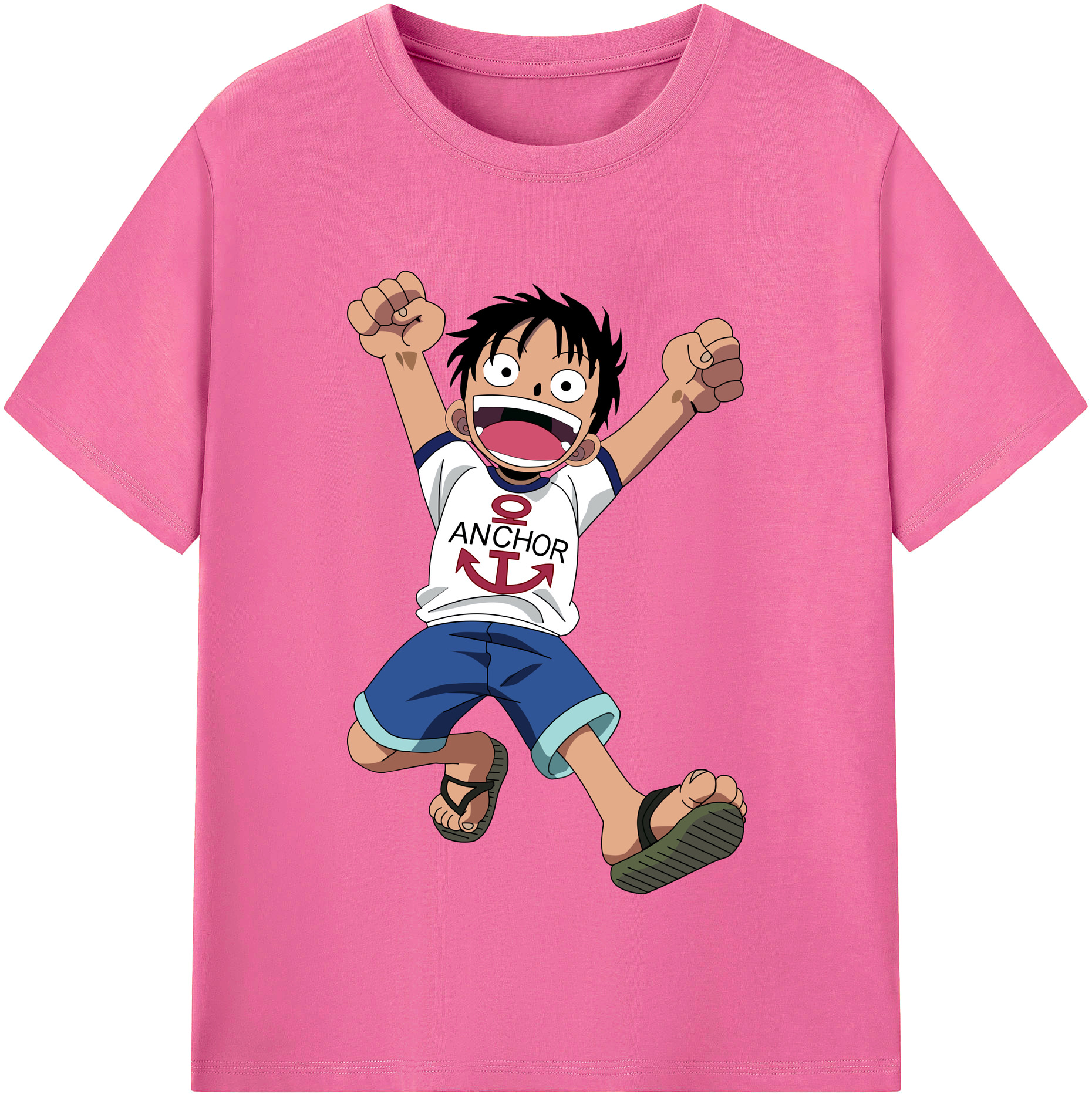 ワンピース モンキー・D・ルフィ ONE PIECE Monkey D. Luffy レディースカジュアルプリントTシャツ（綿100％）
